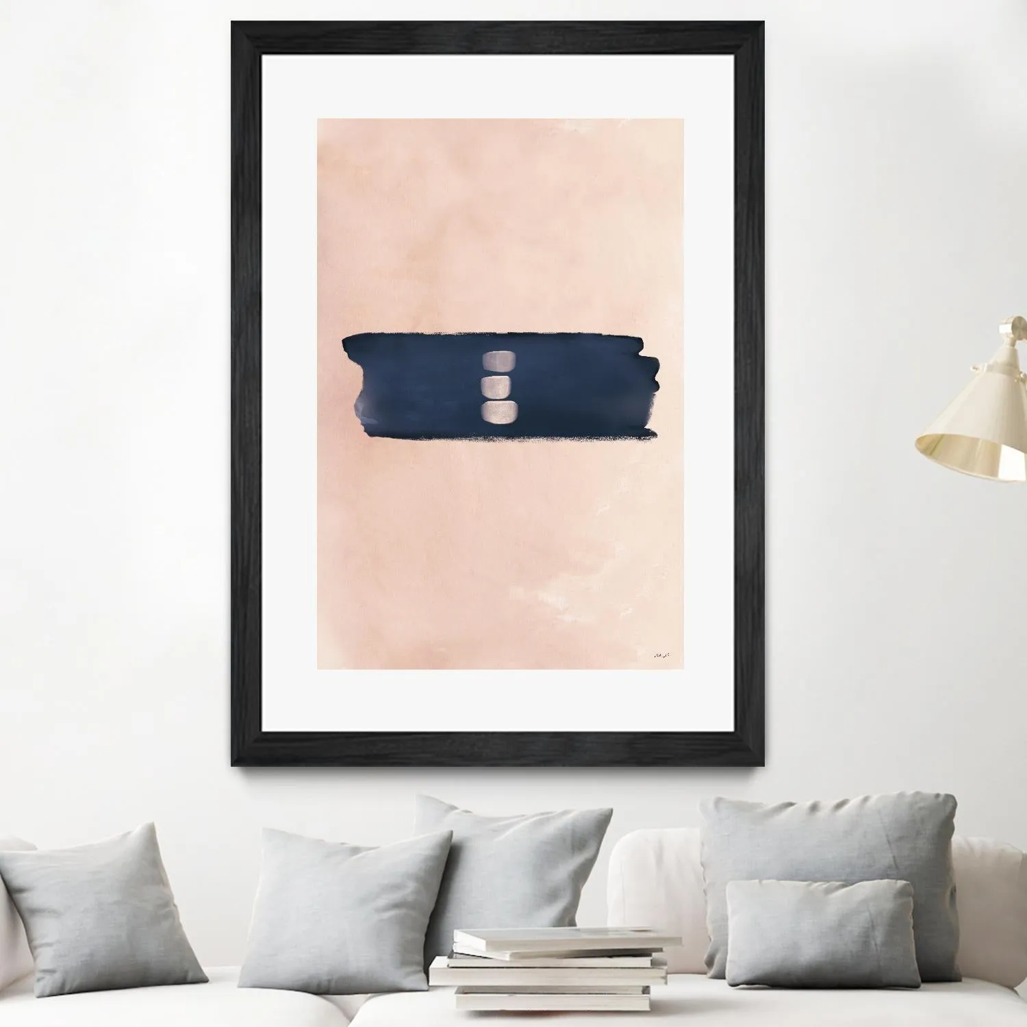 Blush & Navy Shapes II Contemporary Art Study