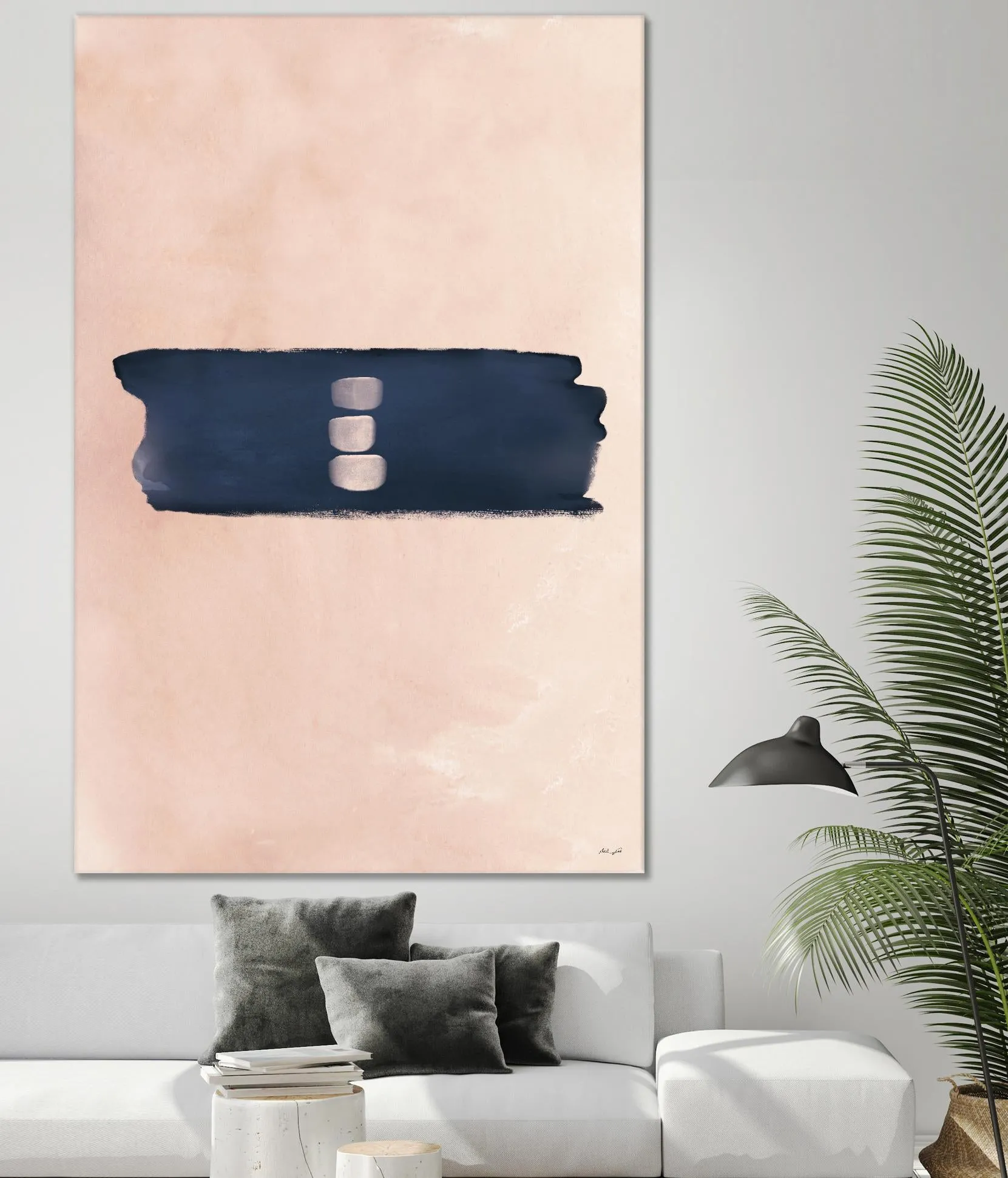 Blush & Navy Shapes II Contemporary Art Study