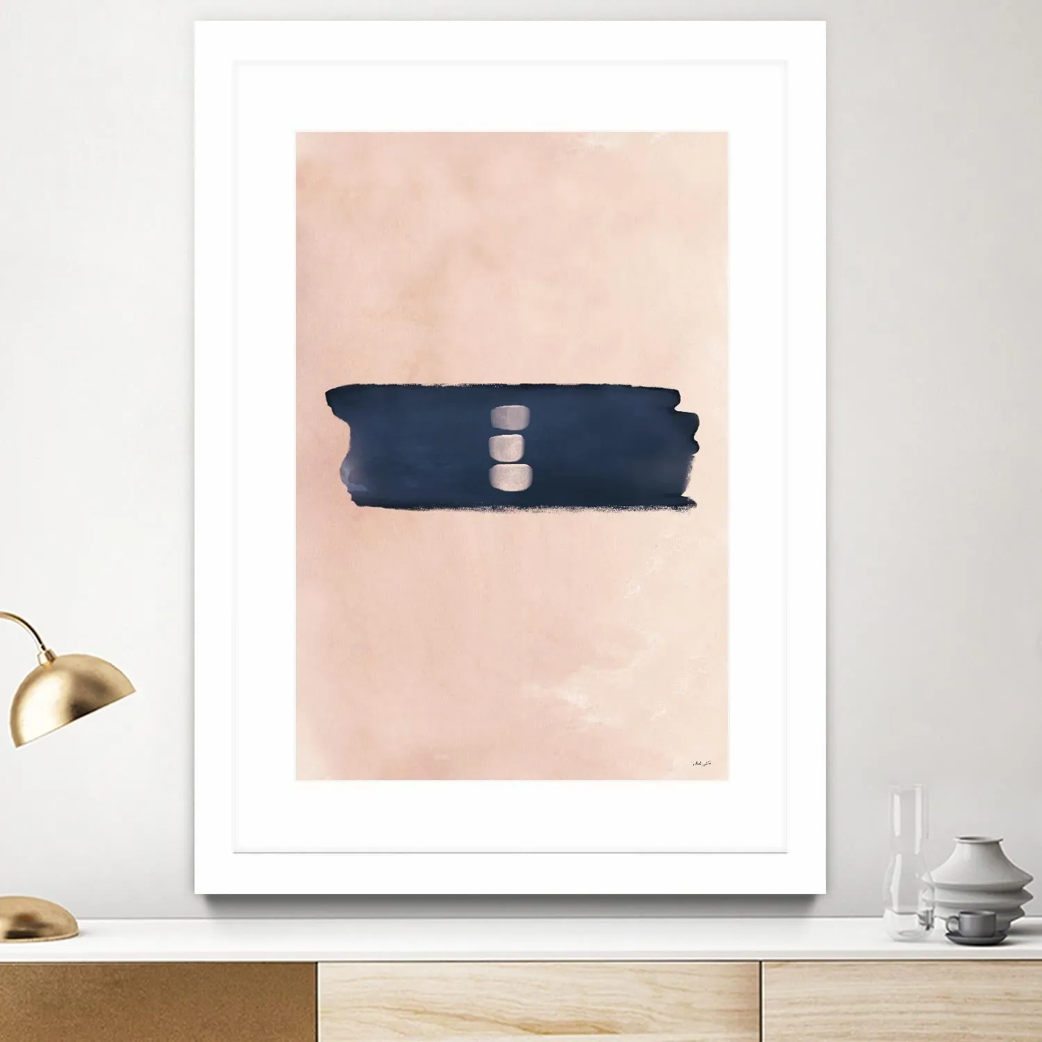 Blush & Navy Shapes II Contemporary Art Study