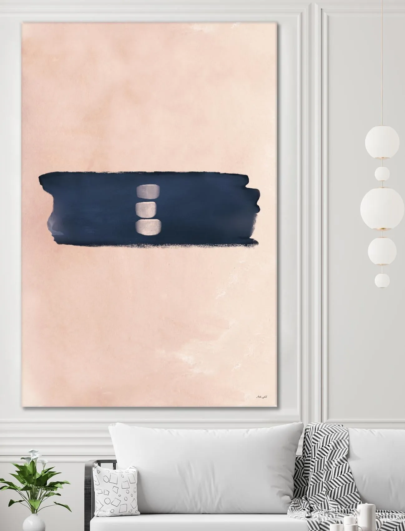 Blush & Navy Shapes II Contemporary Art Study