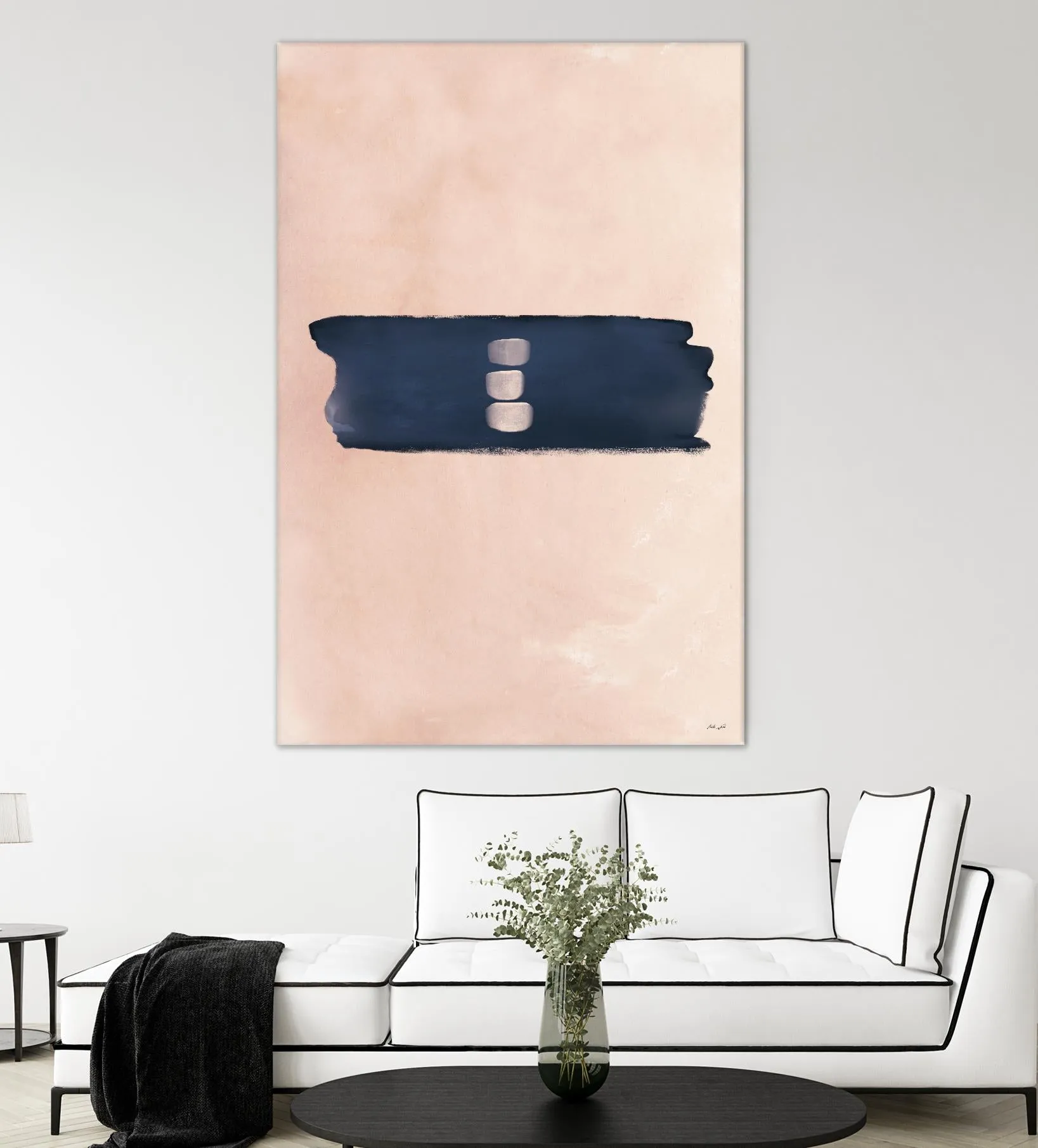 Blush & Navy Shapes II Contemporary Art Study