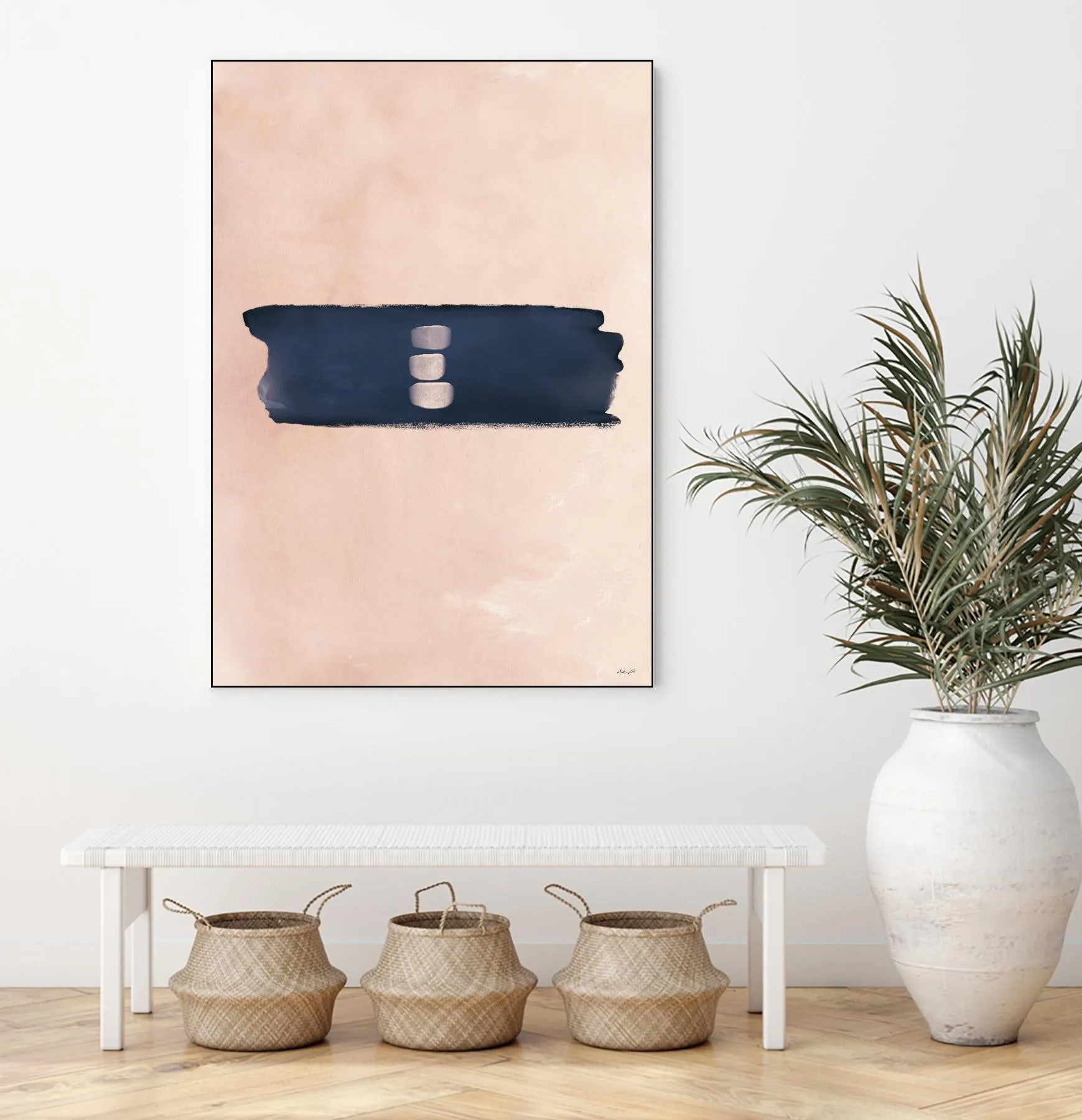 Blush & Navy Shapes II Contemporary Art Study