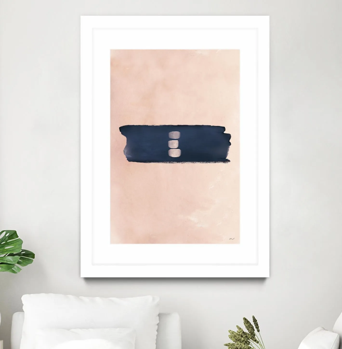 Blush & Navy Shapes II Contemporary Art Study