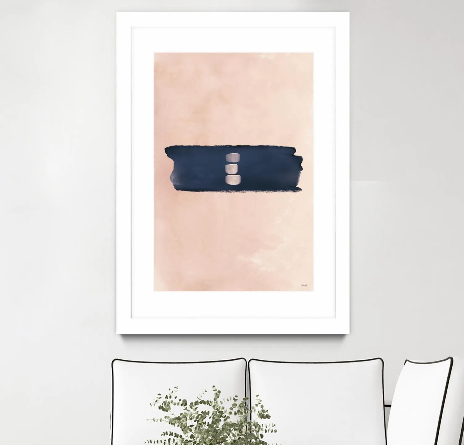 Blush & Navy Shapes II Contemporary Art Study