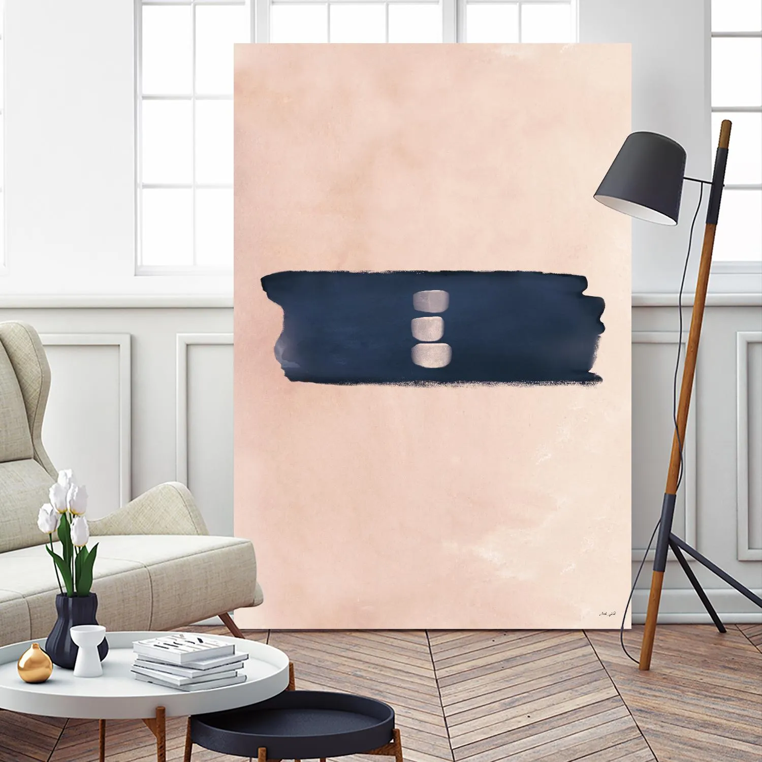 Blush & Navy Shapes II Contemporary Art Study