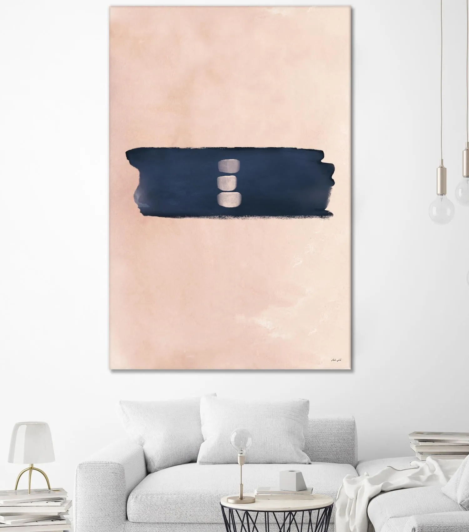 Blush & Navy Shapes II Contemporary Art Study