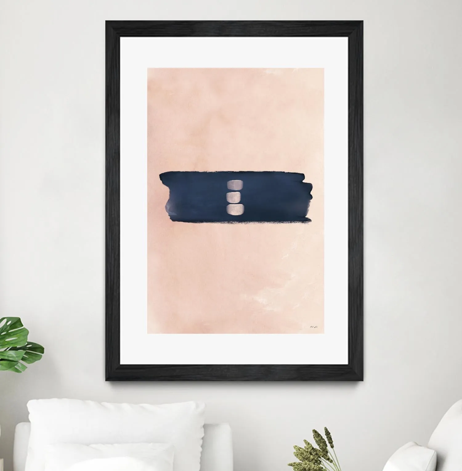 Blush & Navy Shapes II Contemporary Art Study