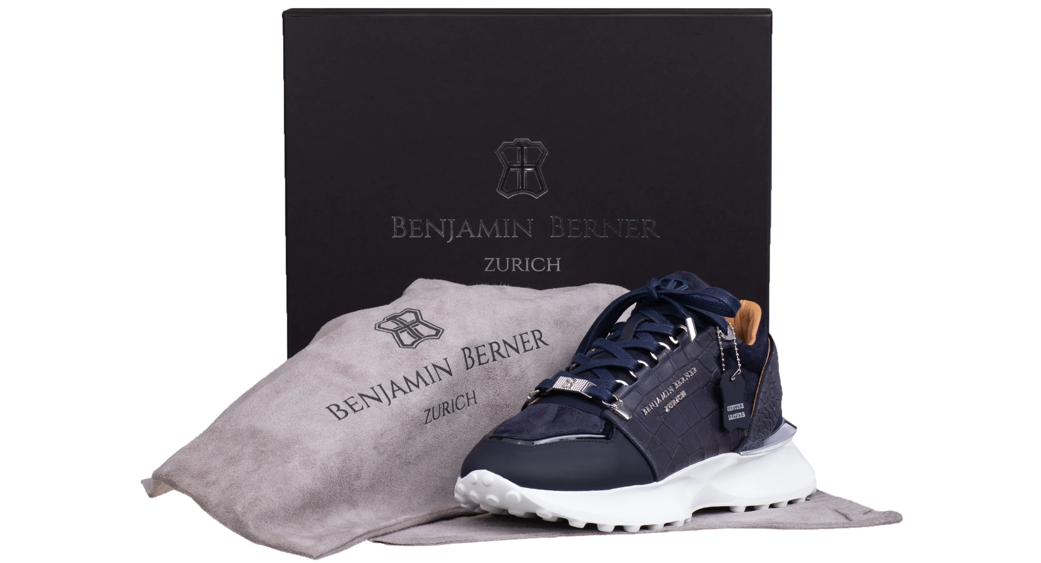 BNJ AGON NAVY BLUE CROCODILE EFFECT - SUEDE