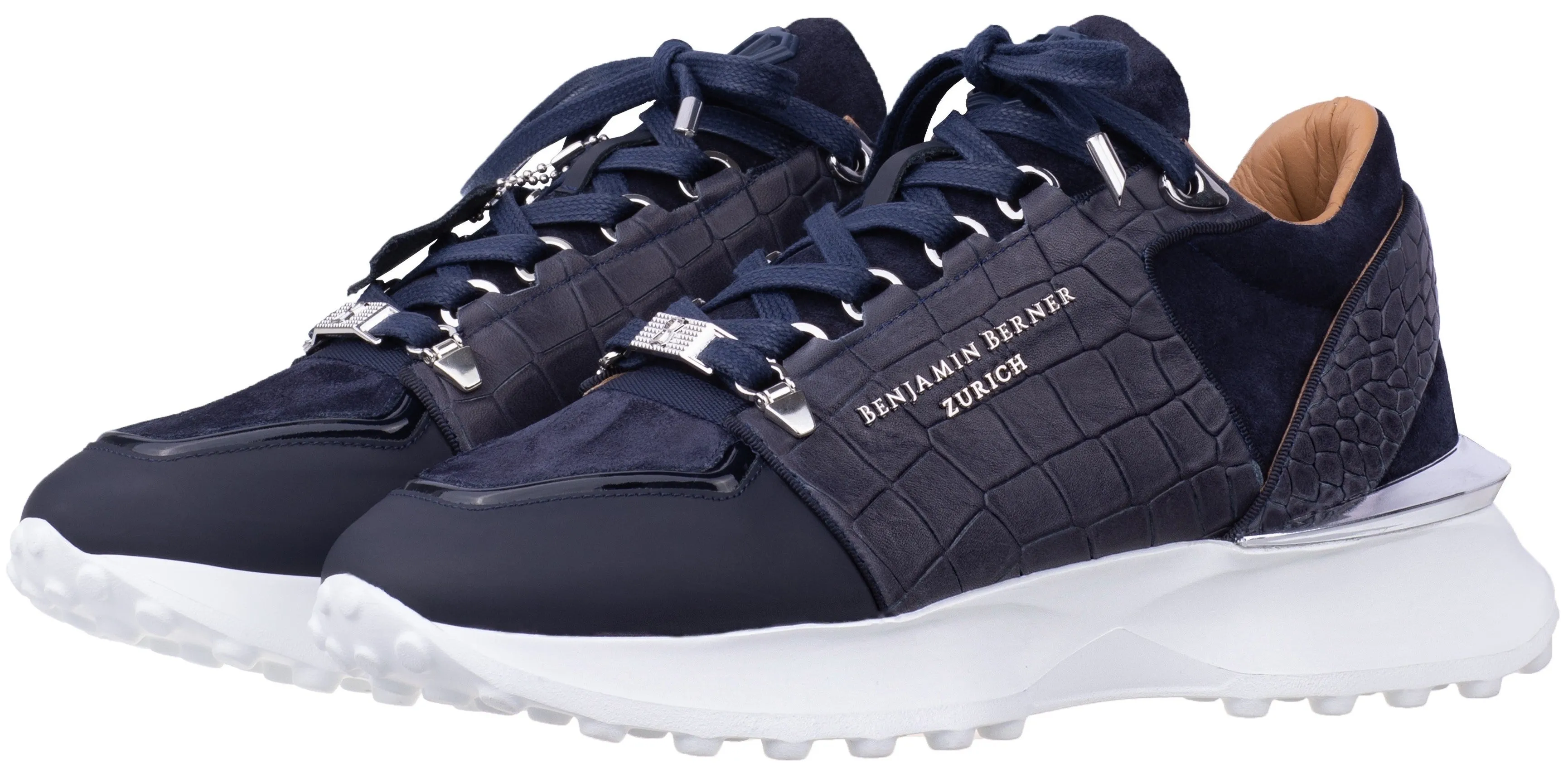 BNJ AGON NAVY BLUE CROCODILE EFFECT - SUEDE