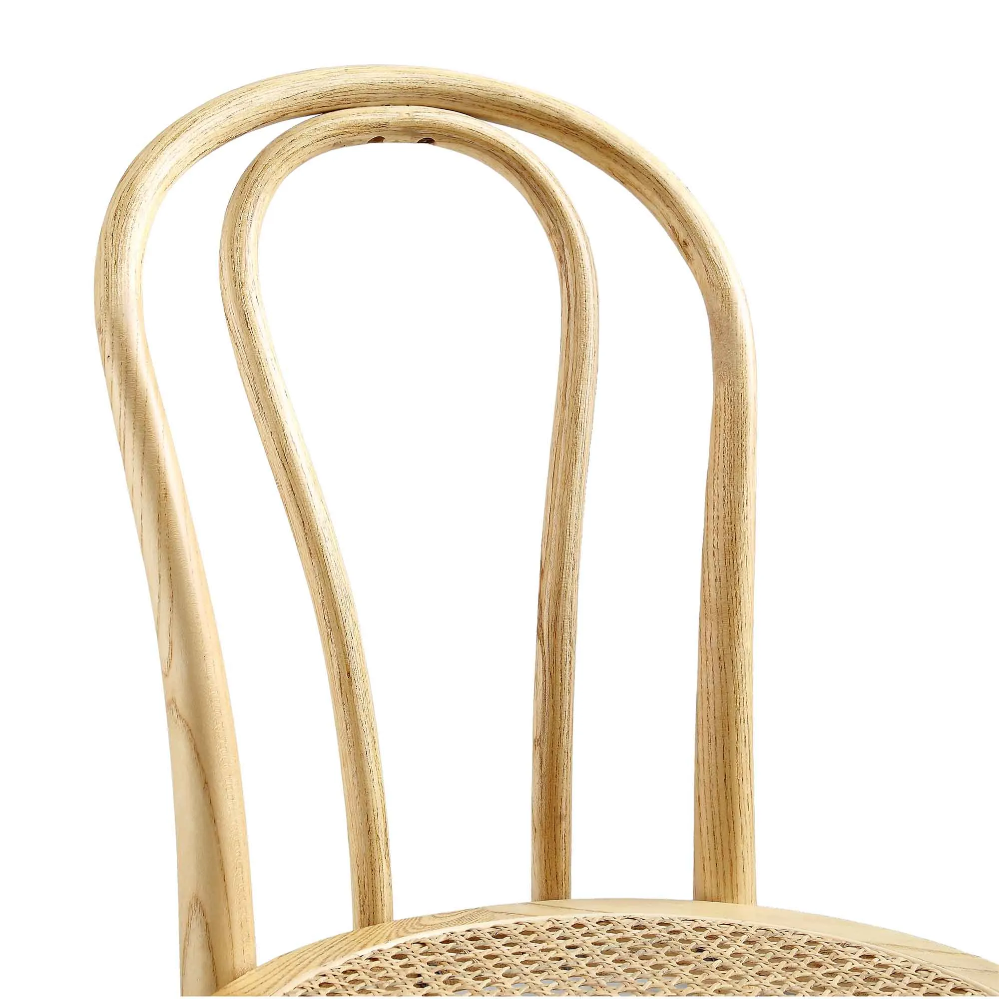 Camille Elm Wood and Rattan Bentwood Counter Stool, Natural