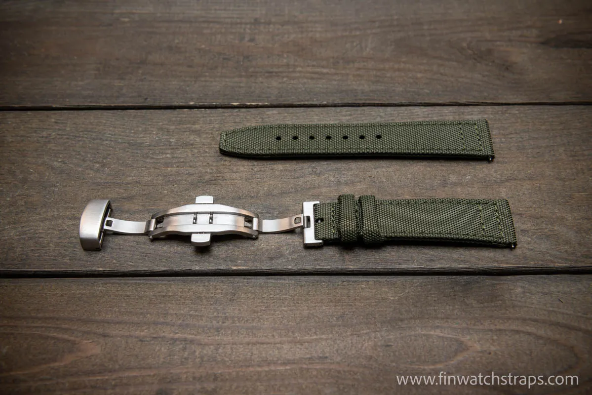 Canvas waterproof watch strap,17mm, 18mm, 19 mm, 20 mm, 21 mm, 22 mm. 23mm, 24mm. with a deployment clasp.