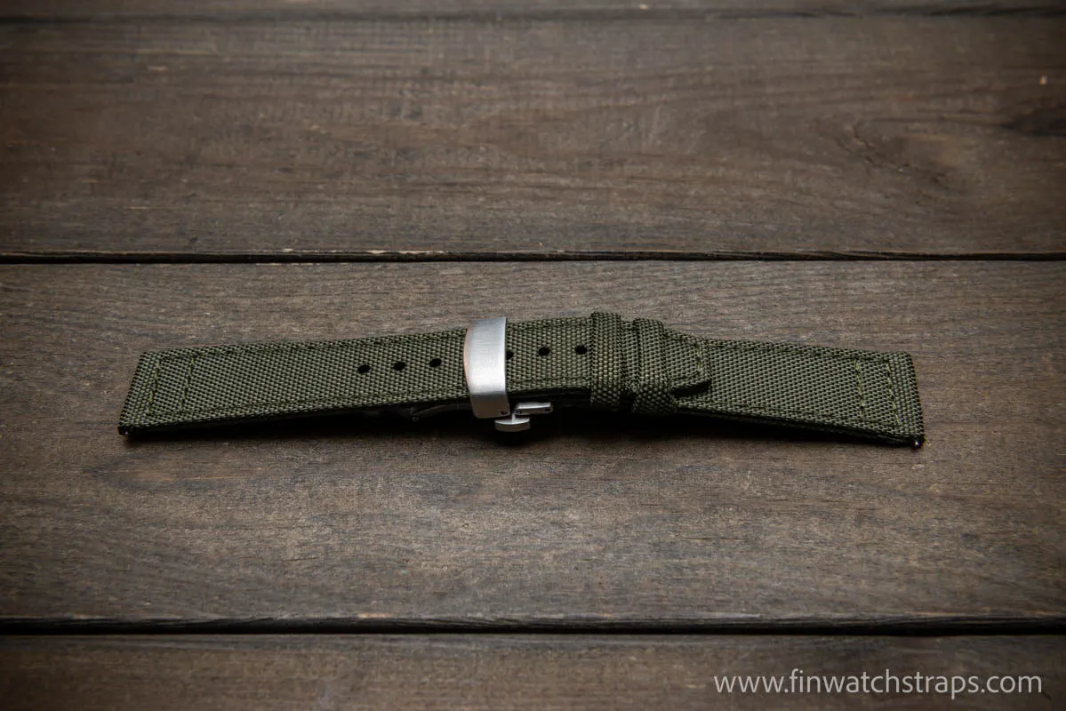 Canvas waterproof watch strap,17mm, 18mm, 19 mm, 20 mm, 21 mm, 22 mm. 23mm, 24mm. with a deployment clasp.