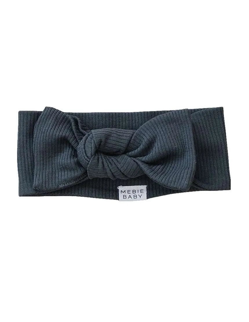 Charcoal Organic Cotton Ribbed Head Wrap