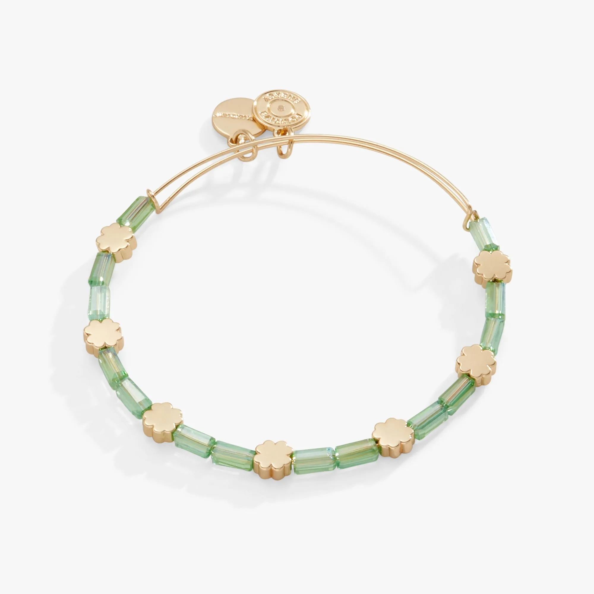 Clover   Crystal Accent Beaded Bangle Bracelet