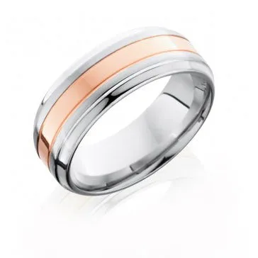 Cobalt Chrome Flat Wedding Band with 14K Rose Gold Inlay