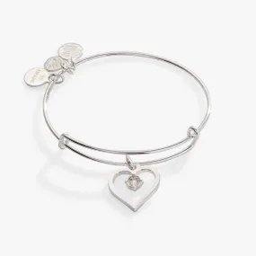 Crystal in Heart Charm Bangle Bracelet