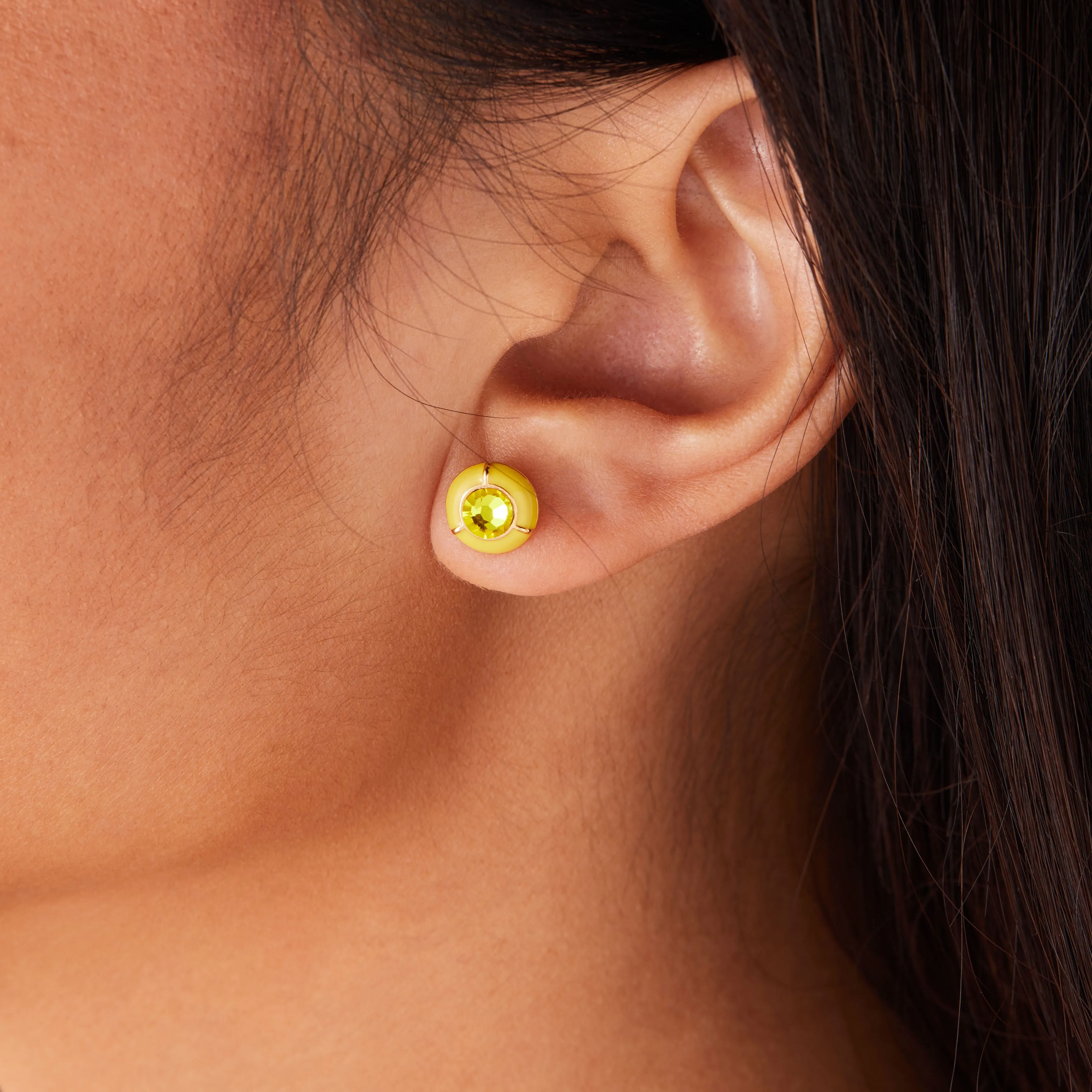 Crystal Stud Earrings, Yellow