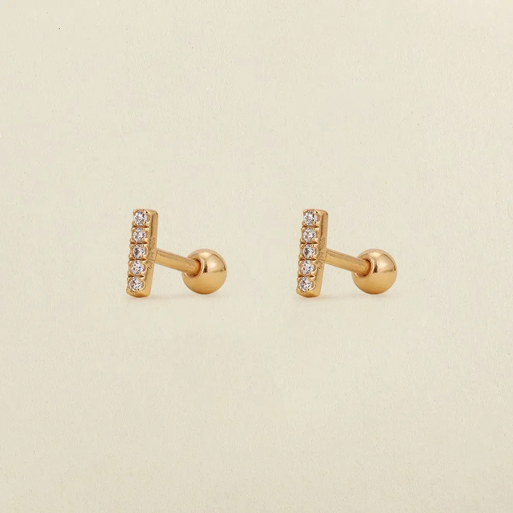 CZ Mini Bar Stud Earrings