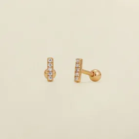 CZ Mini Bar Stud Earrings