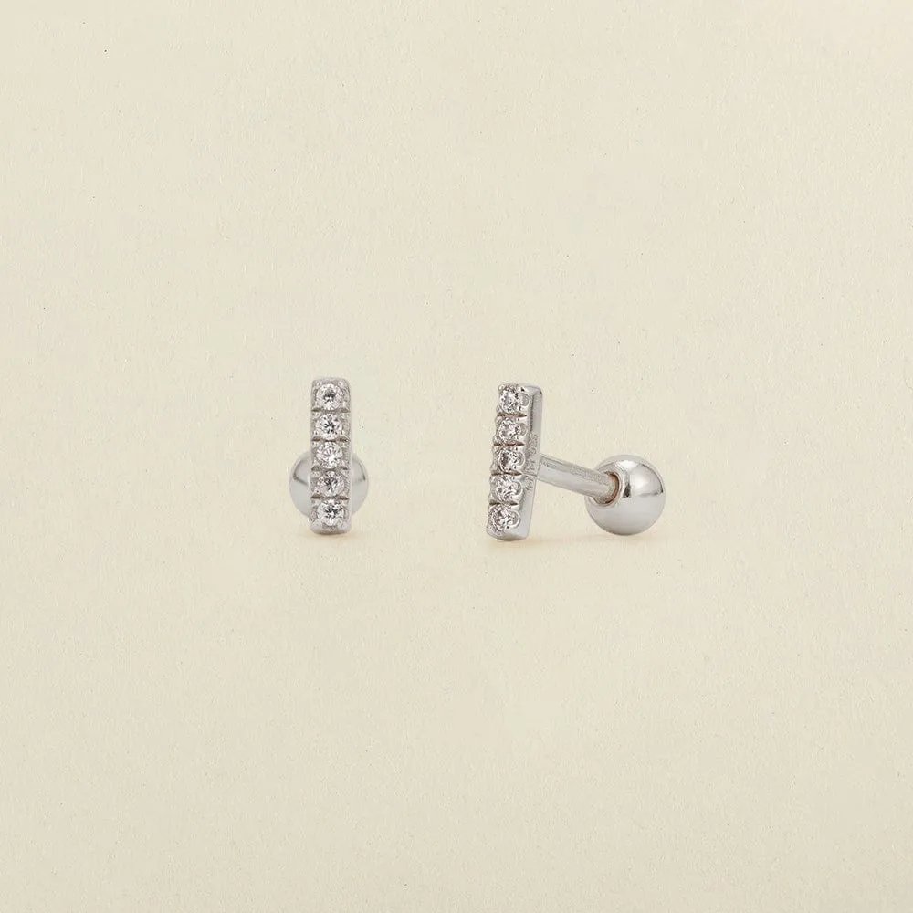 CZ Mini Bar Stud Earrings