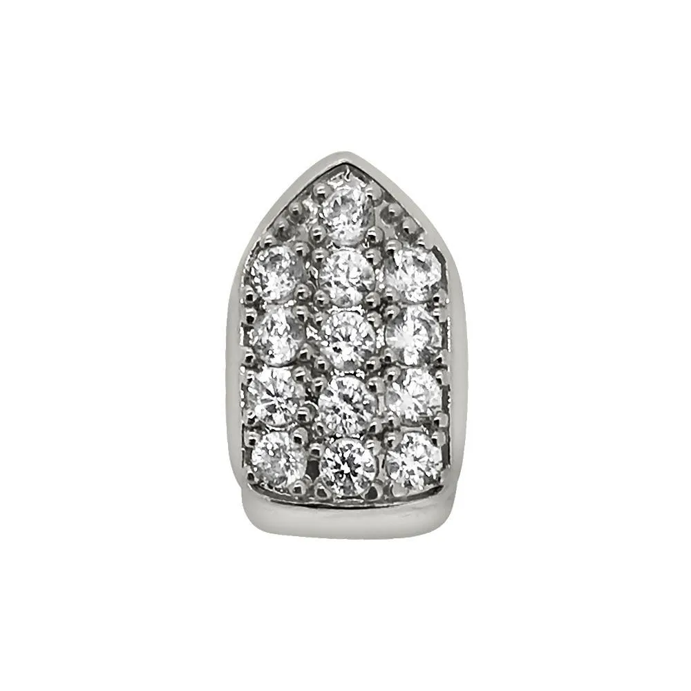 CZ Single Tooth Bling Grillz Bottom Silver