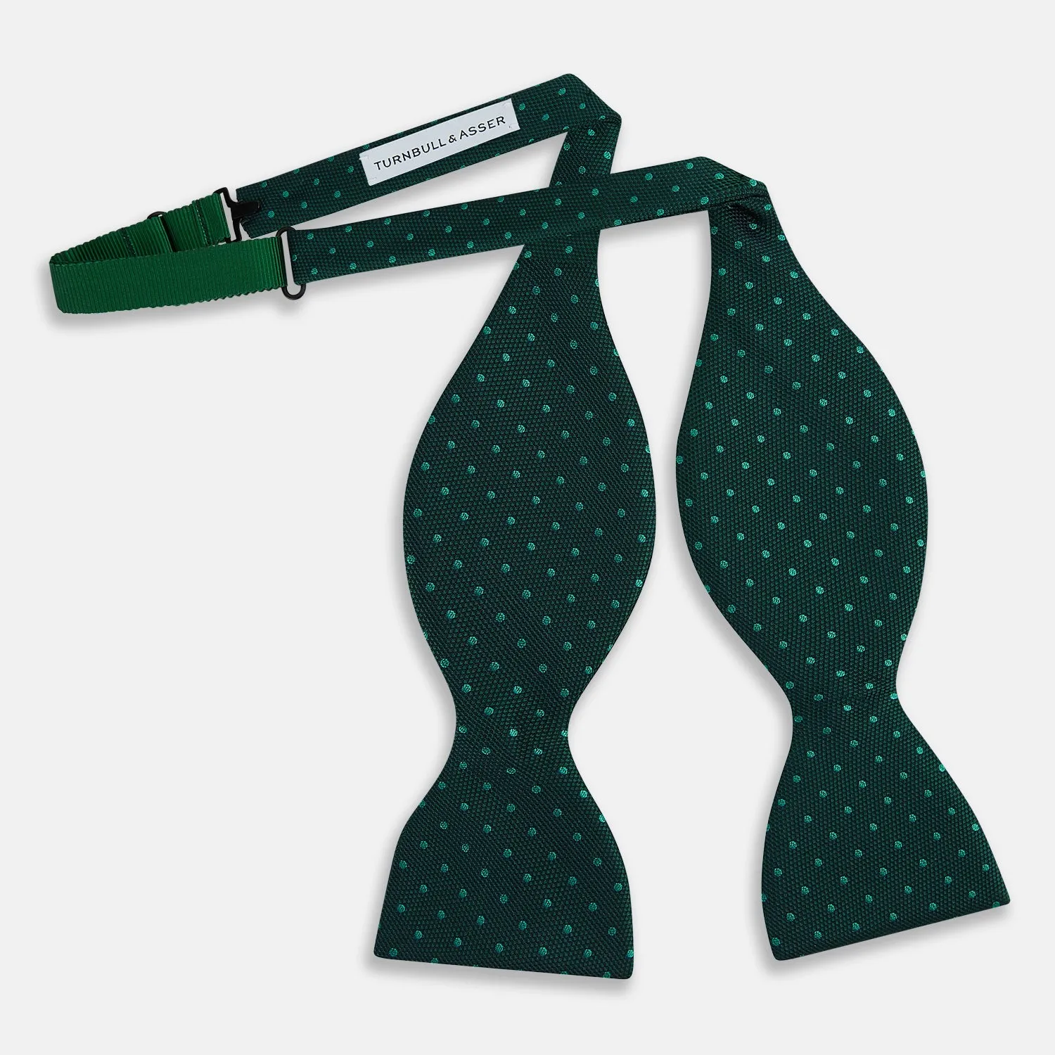 Dark Green and Navy Micro Dot Silk Bow Tie