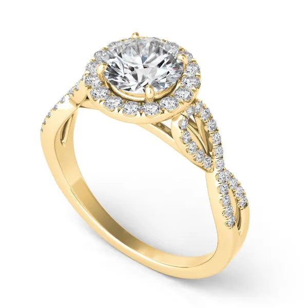 Diamond Halo Twisted Engagement Ring