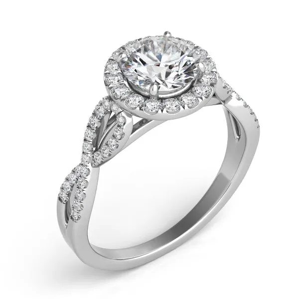 Diamond Halo Twisted Engagement Ring