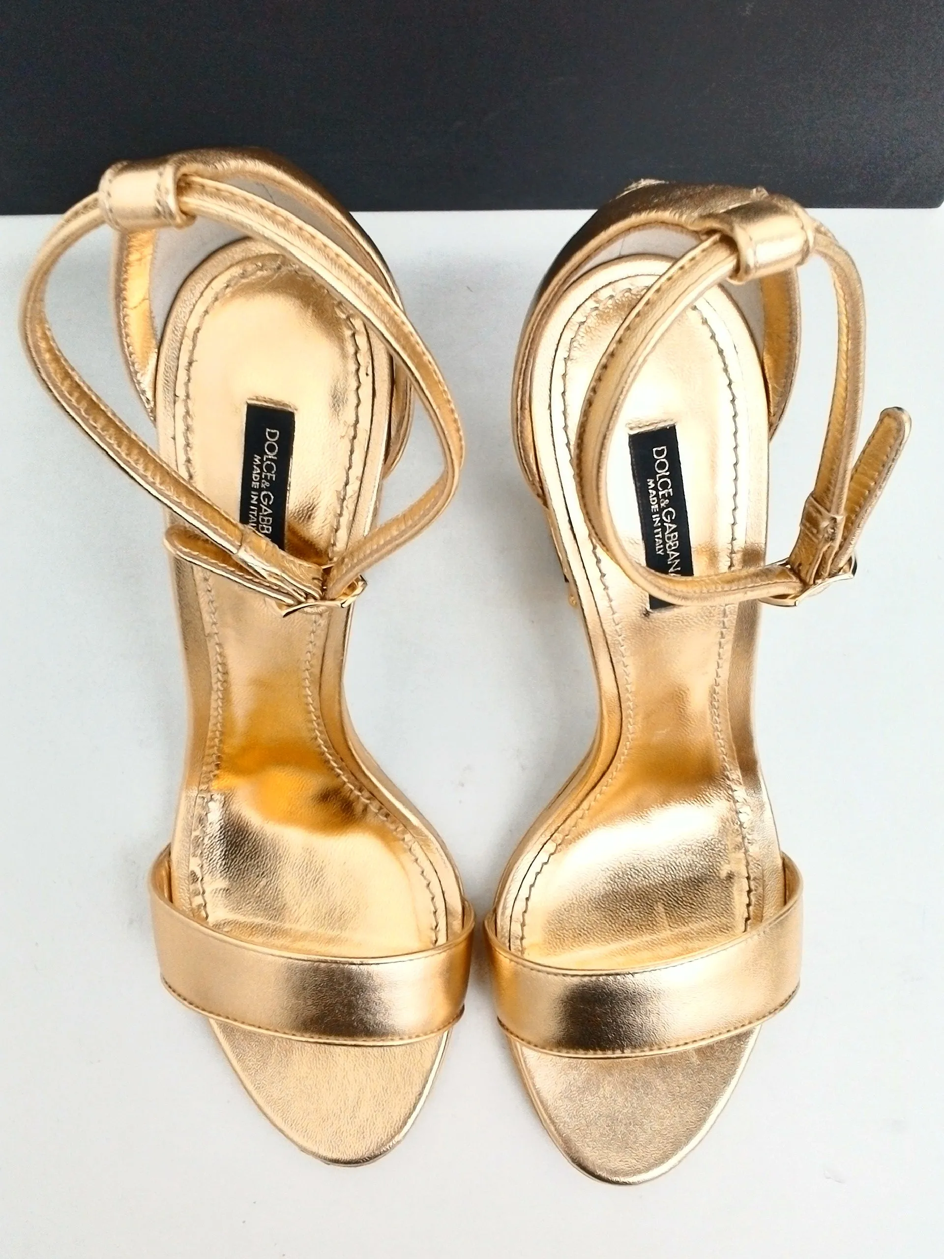 Dolce Gabbana Women's Gold Heeled Sandals Size 39.5