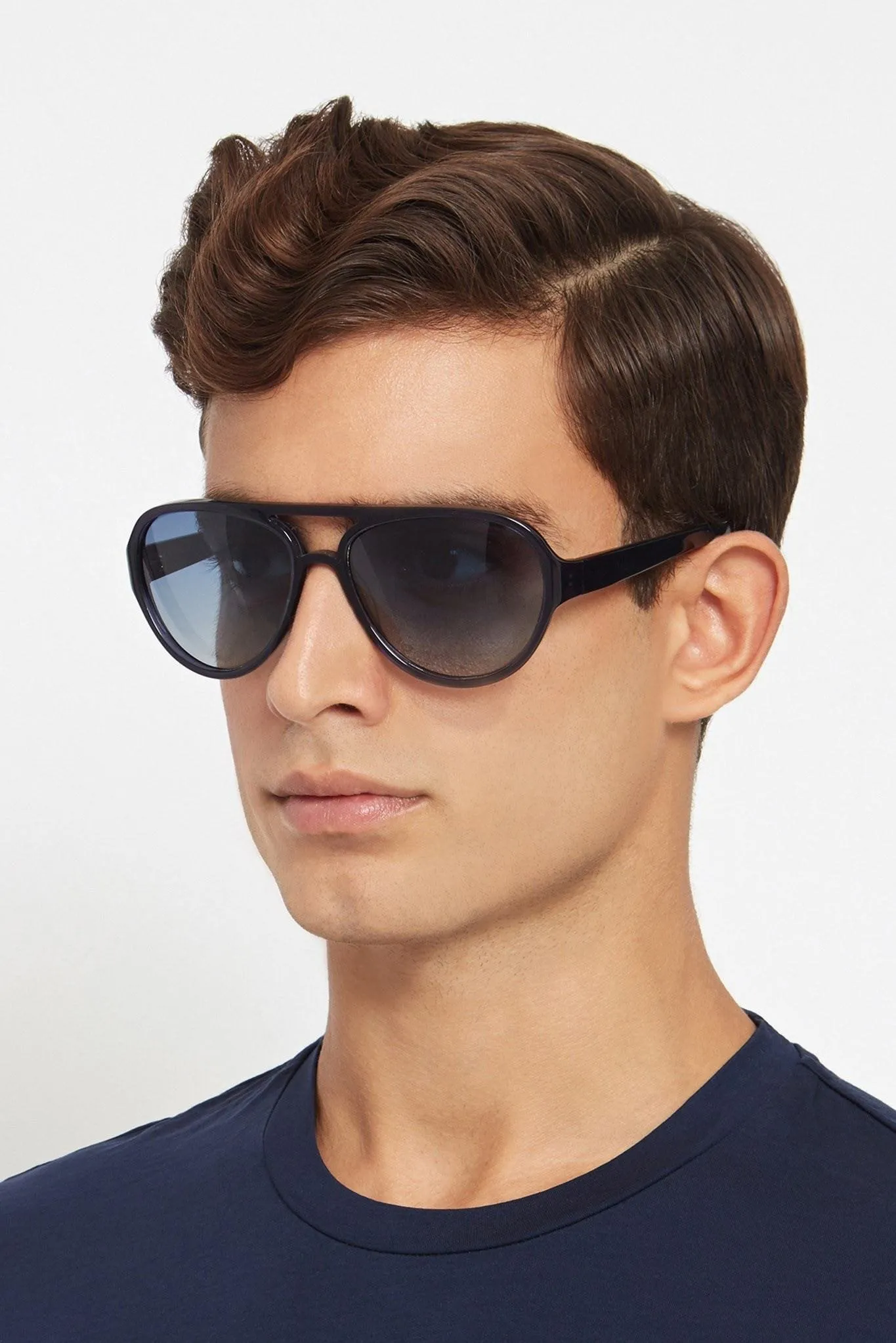 Drive 2: Aviator-Style Navy Transparent Effect Acetate Sunglasses