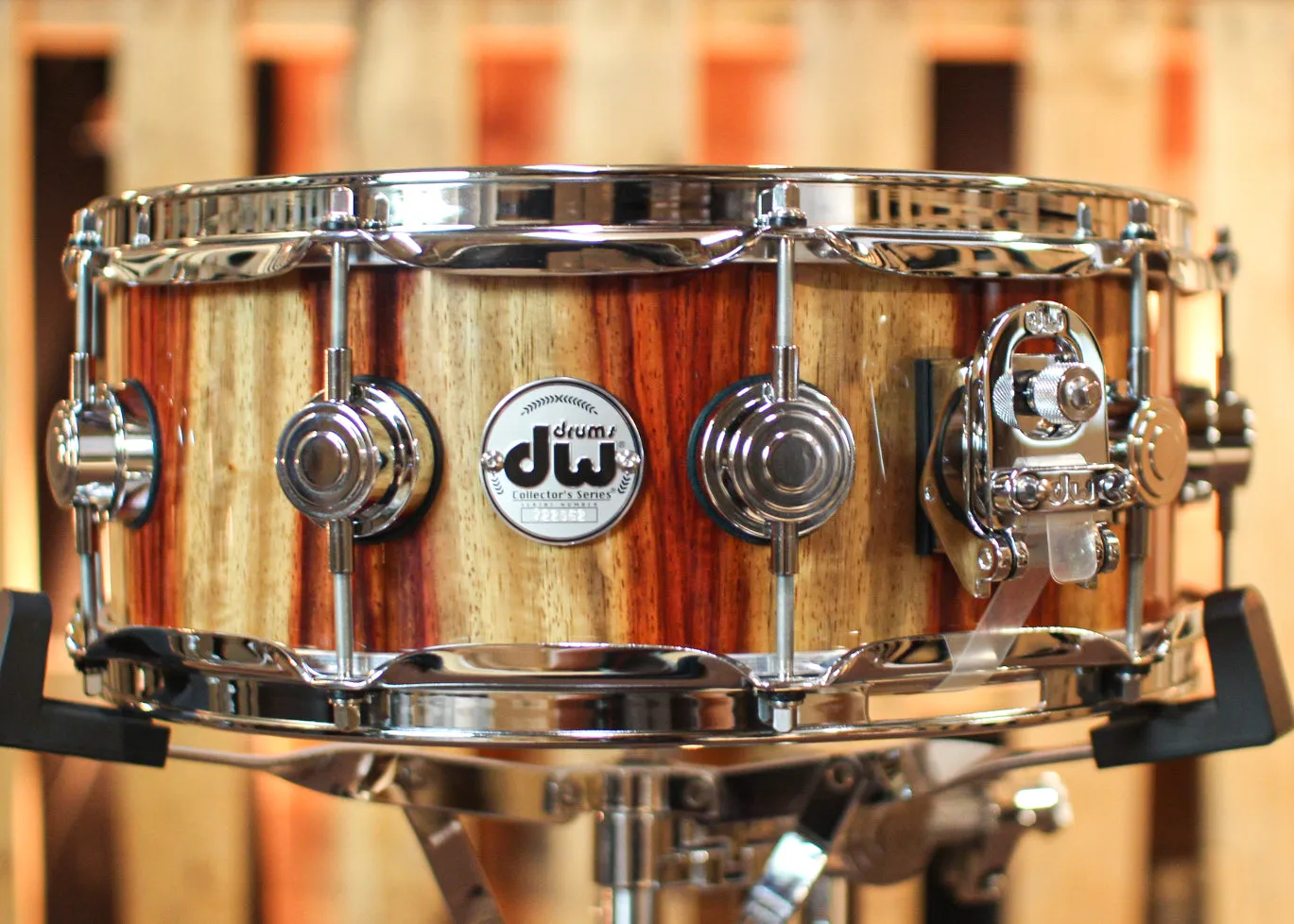 DW 5x14 Collector's Maple 333 Candy Stripe Padauk Snare Drum - SO#1315786