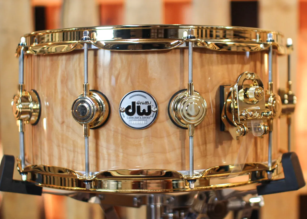 DW 6.5x14 Collector's Cherry HVLT Super Curly Maple Snare Drum - SO#1315765