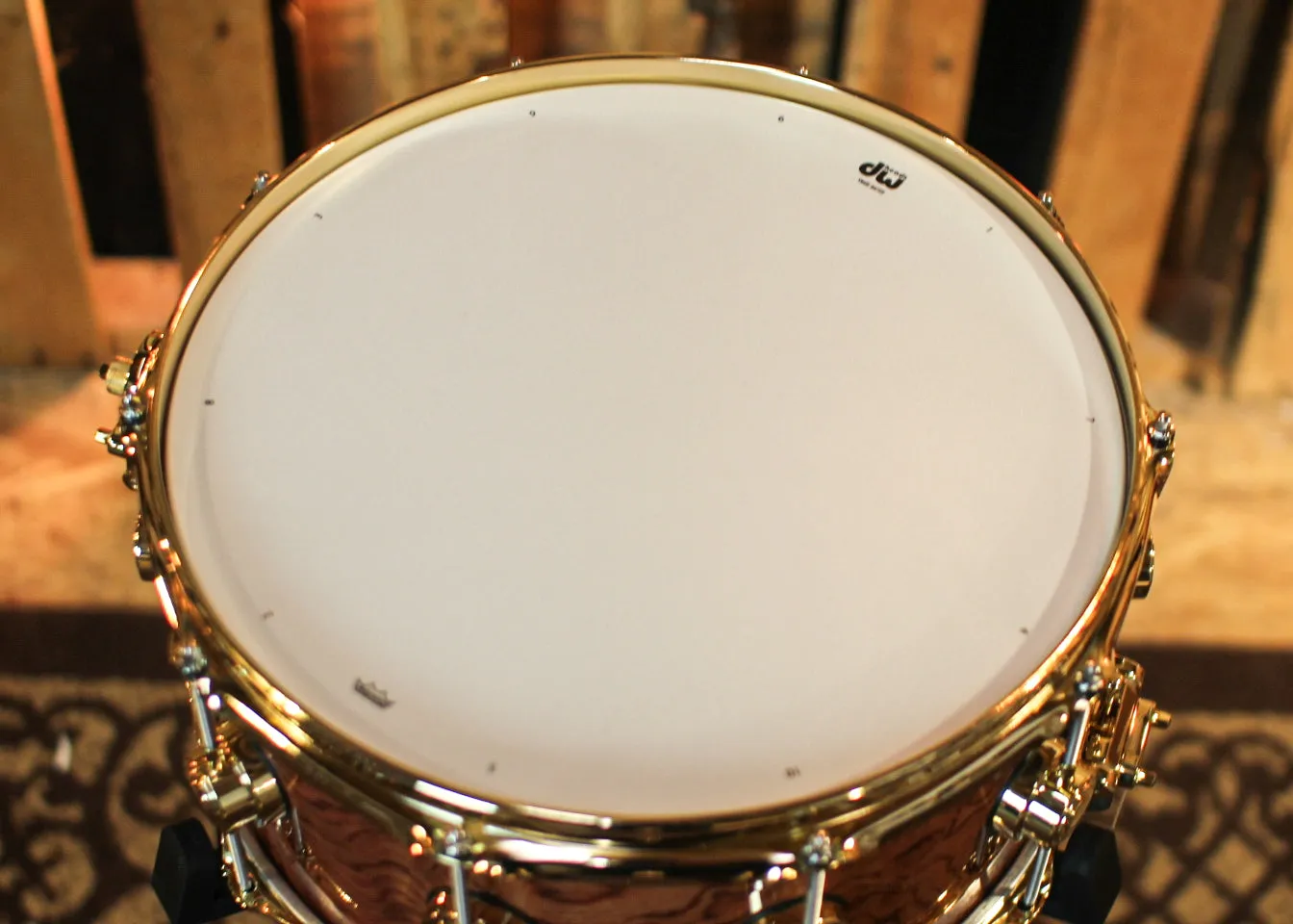 DW 6.5x14 Collector's Maple Mahogany Waterfall Bubinga Snare Drum - SO#1344460