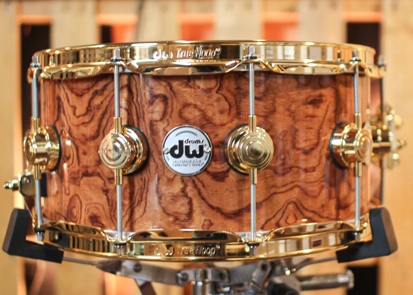 DW 6.5x14 Collector's Maple Mahogany Waterfall Bubinga Snare Drum - SO#1344460