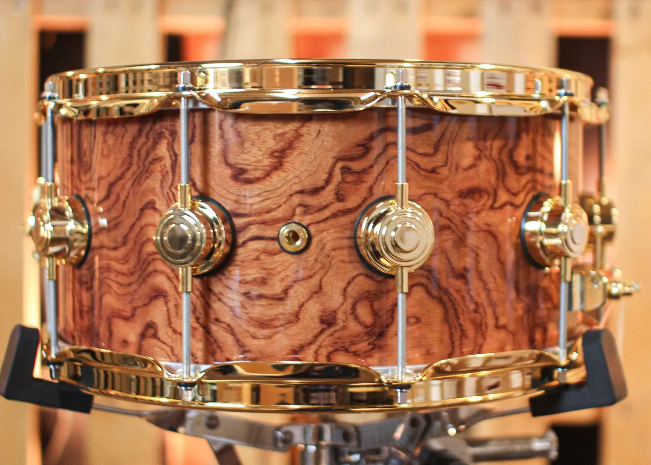 DW 6.5x14 Collector's Maple Mahogany Waterfall Bubinga Snare Drum - SO#1344460