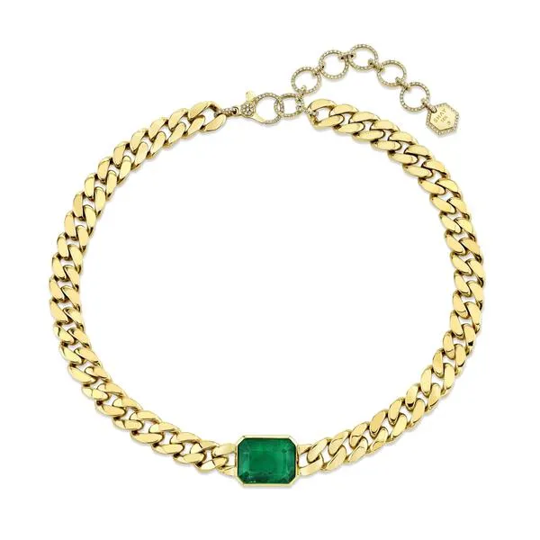 EMERALD SOLID GOLD ESSENTIAL FLAT LINK NECKLACE