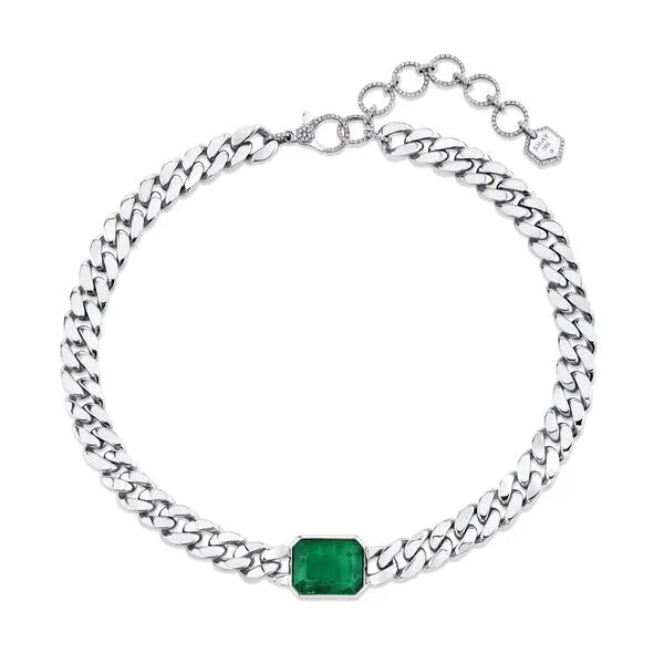 EMERALD SOLID GOLD ESSENTIAL FLAT LINK NECKLACE