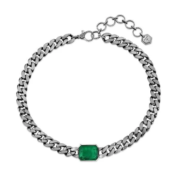 EMERALD SOLID GOLD ESSENTIAL FLAT LINK NECKLACE