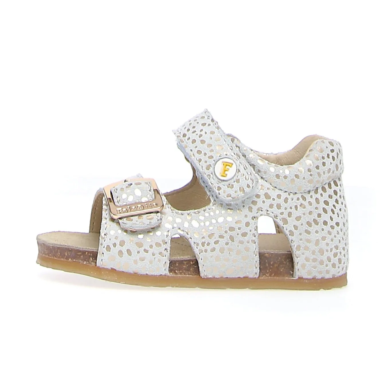 Falcotto Boy's and Girl's Bea Suede Stain Open Toe Sandals - White/Platinum