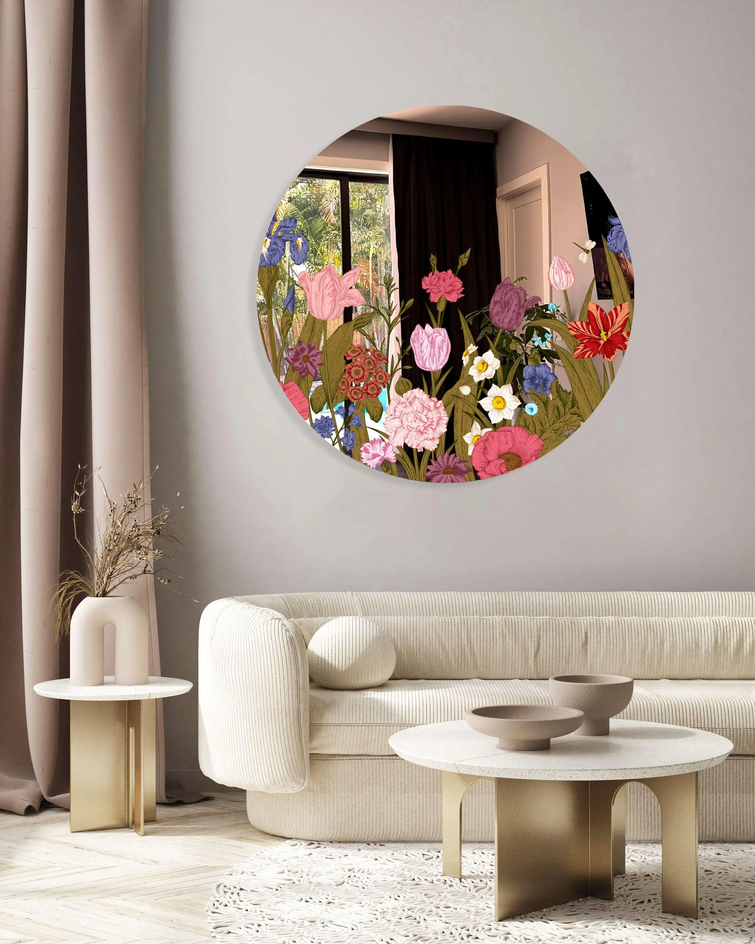 Flowers Printed Mirror Acrylic Circles