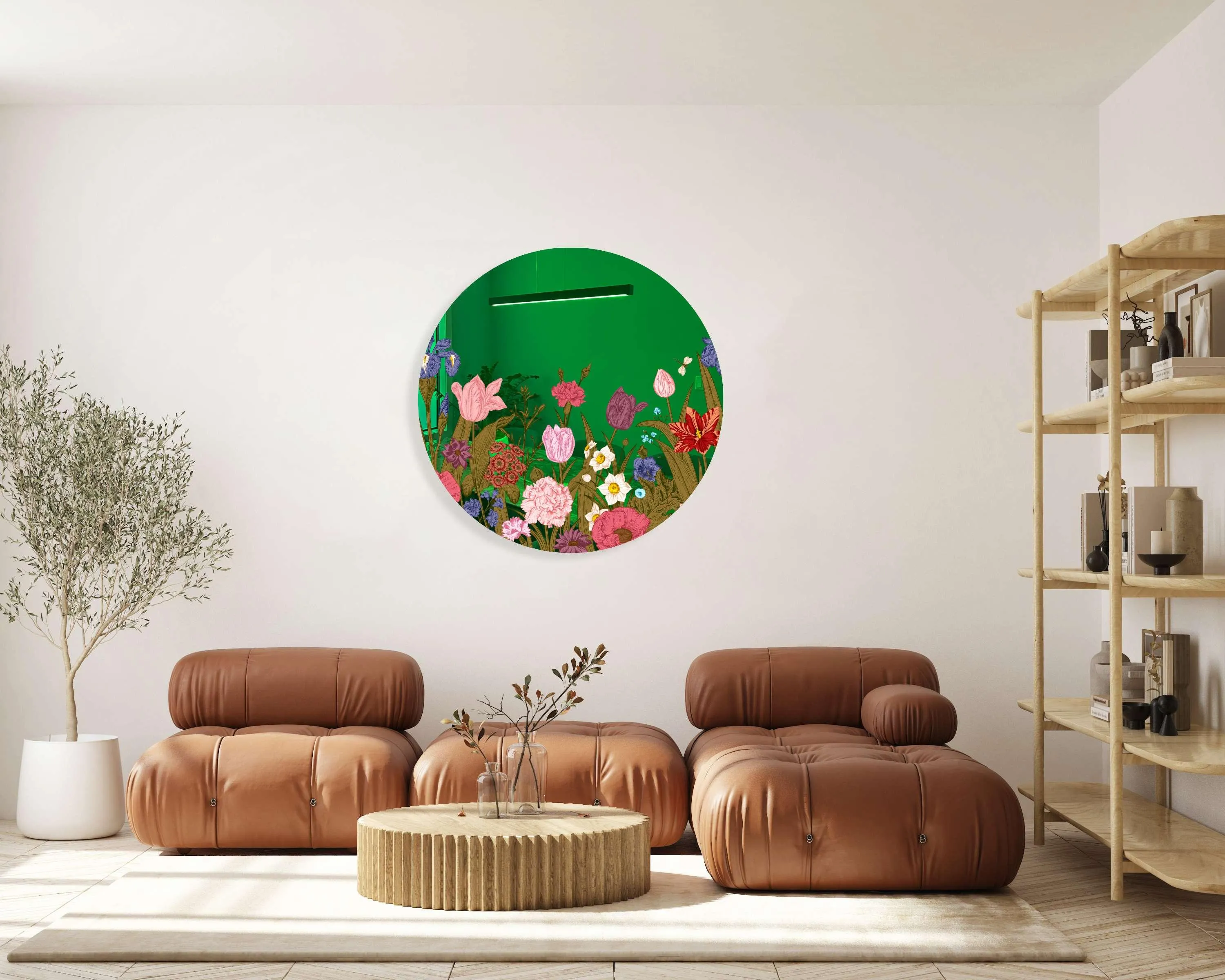 Flowers Printed Mirror Acrylic Circles