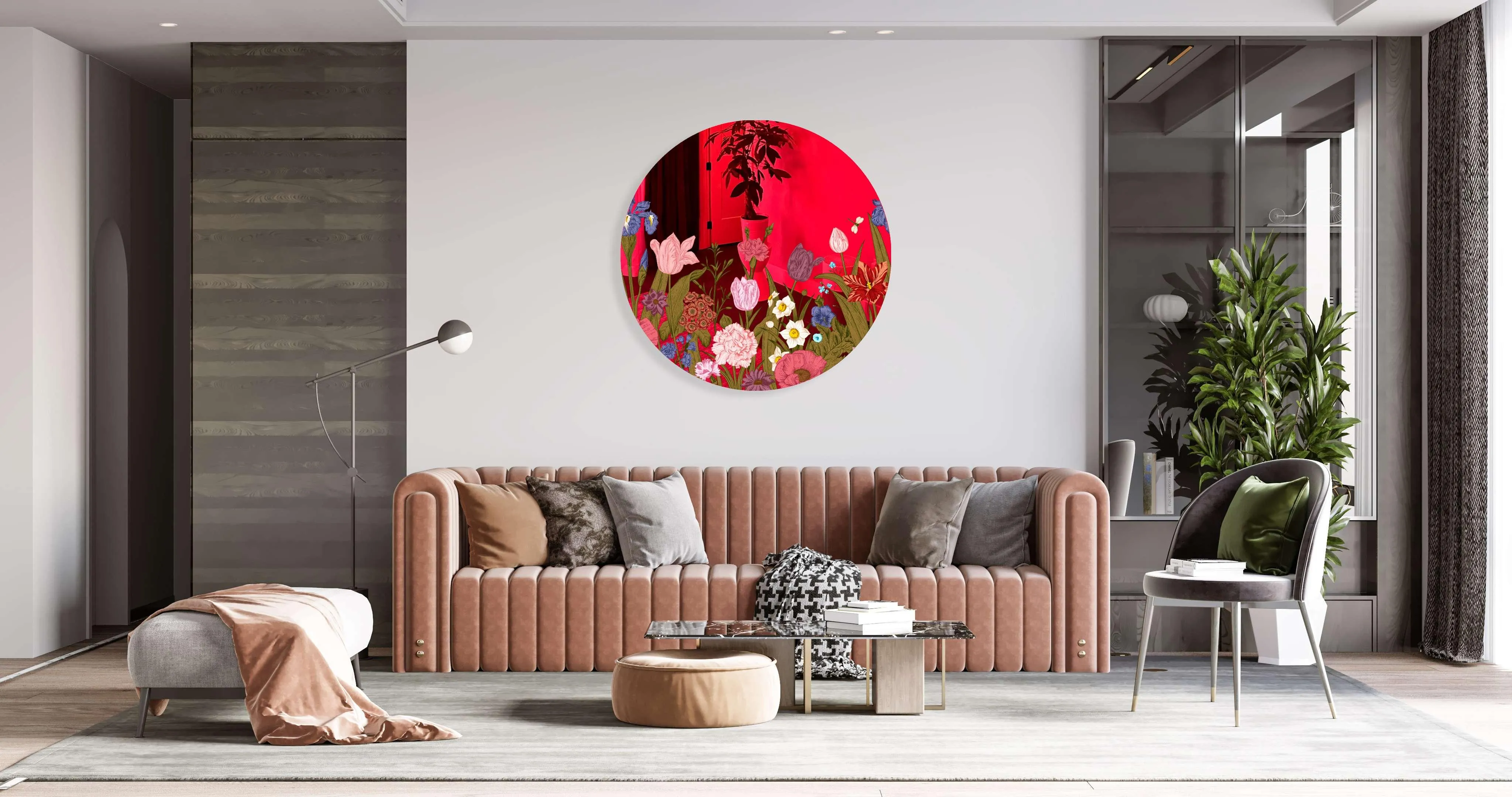 Flowers Printed Mirror Acrylic Circles