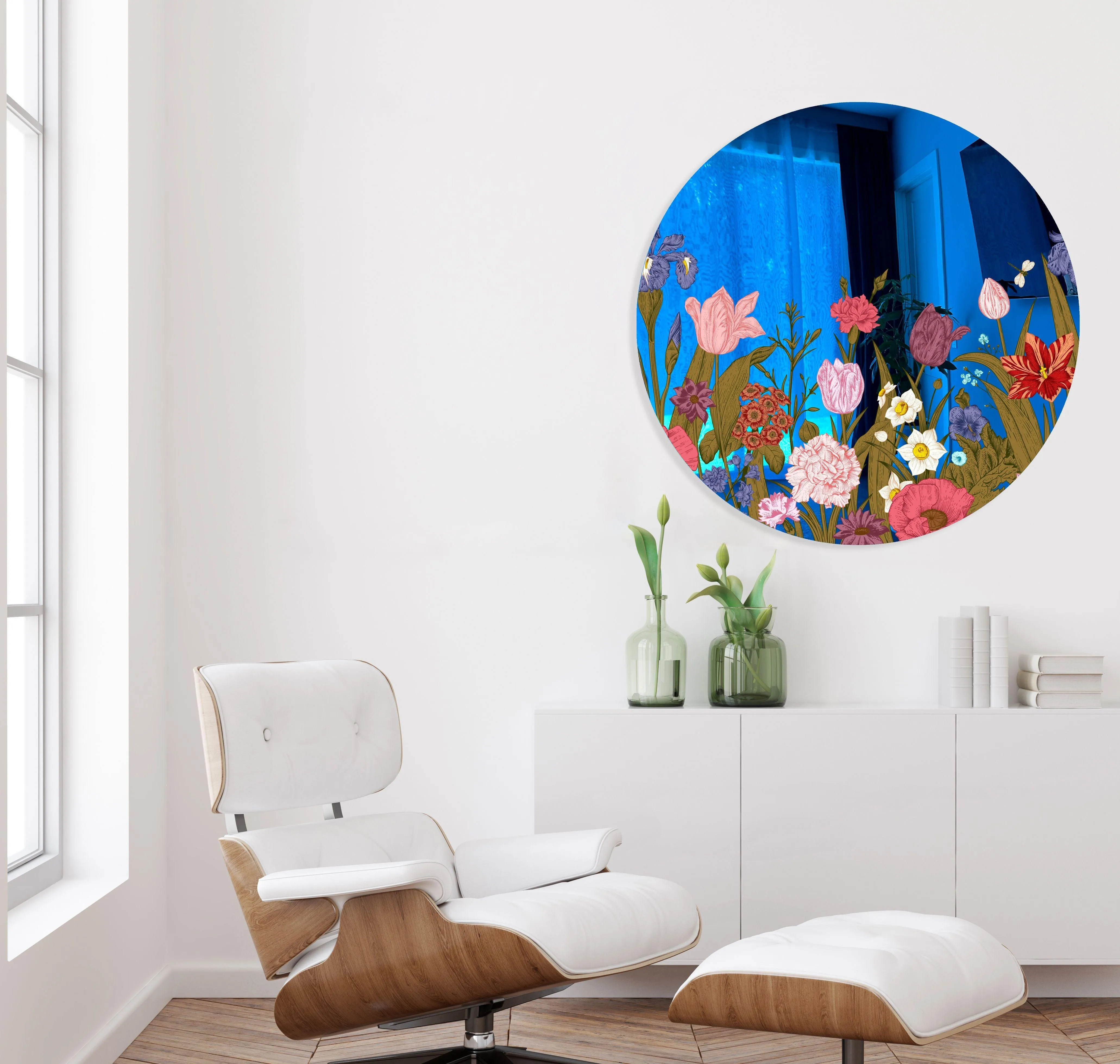 Flowers Printed Mirror Acrylic Circles