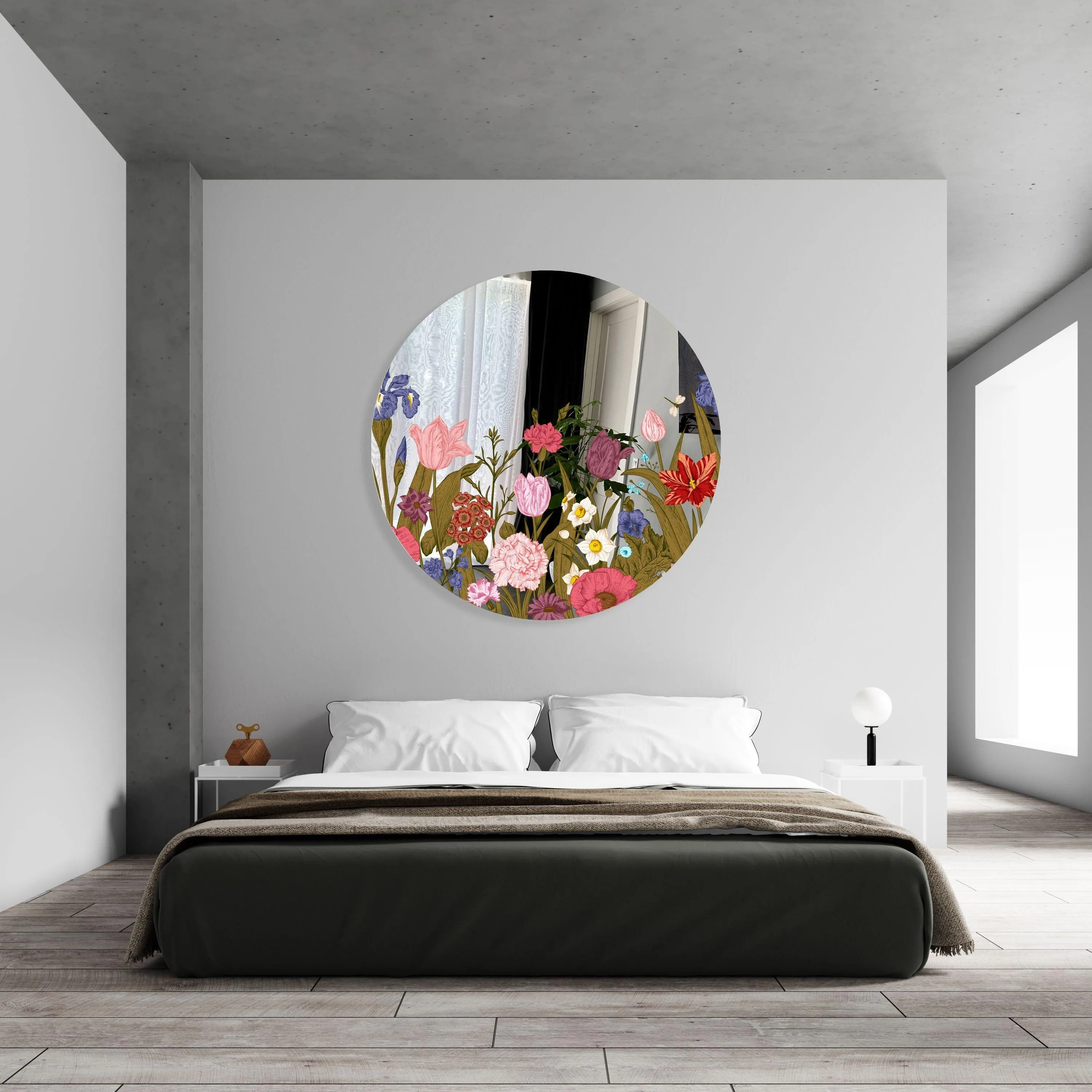 Flowers Printed Mirror Acrylic Circles