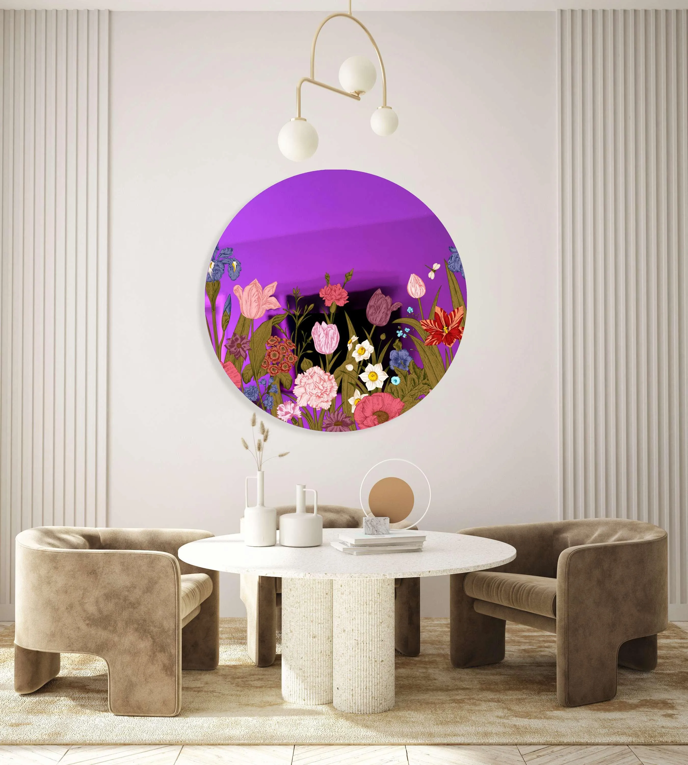 Flowers Printed Mirror Acrylic Circles