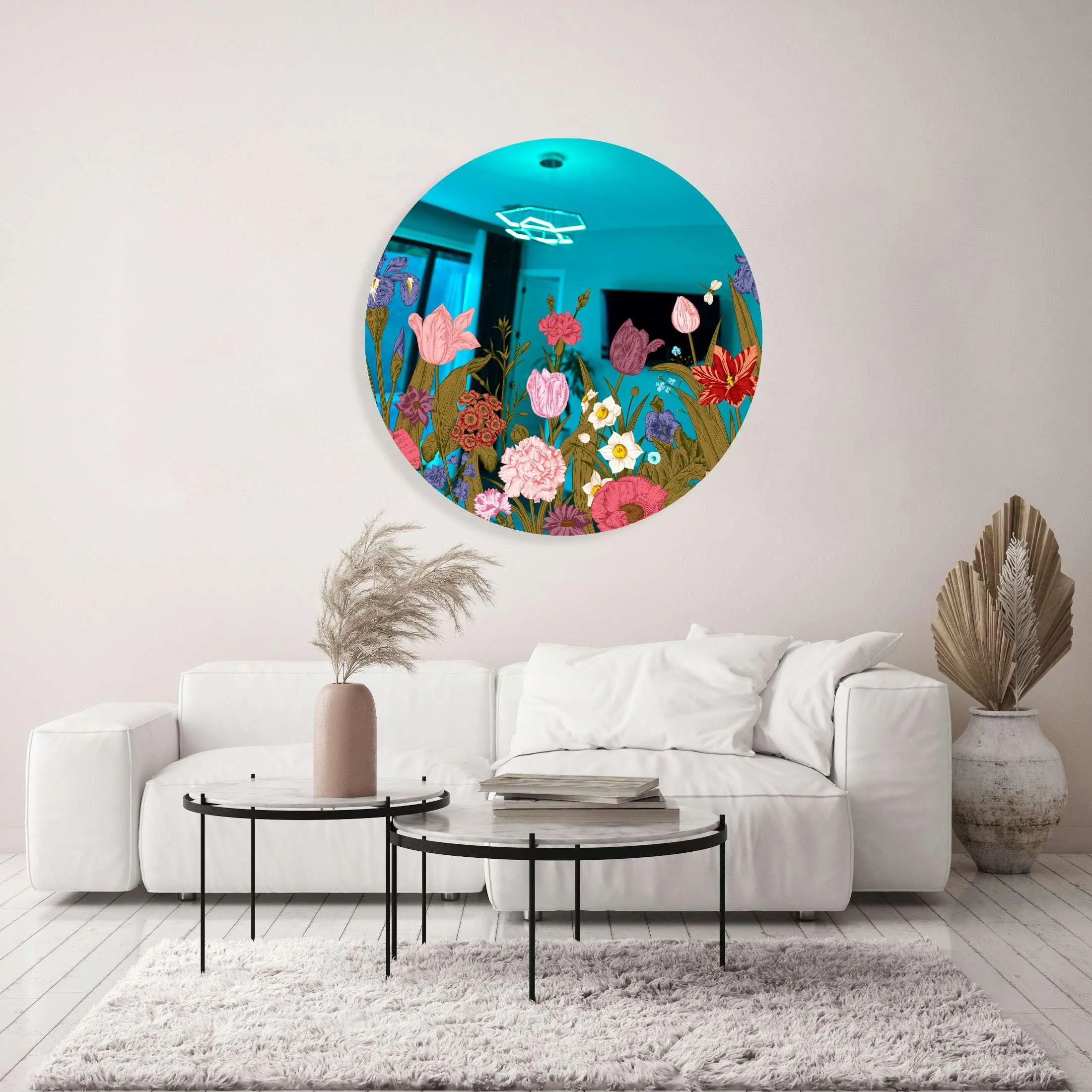 Flowers Printed Mirror Acrylic Circles