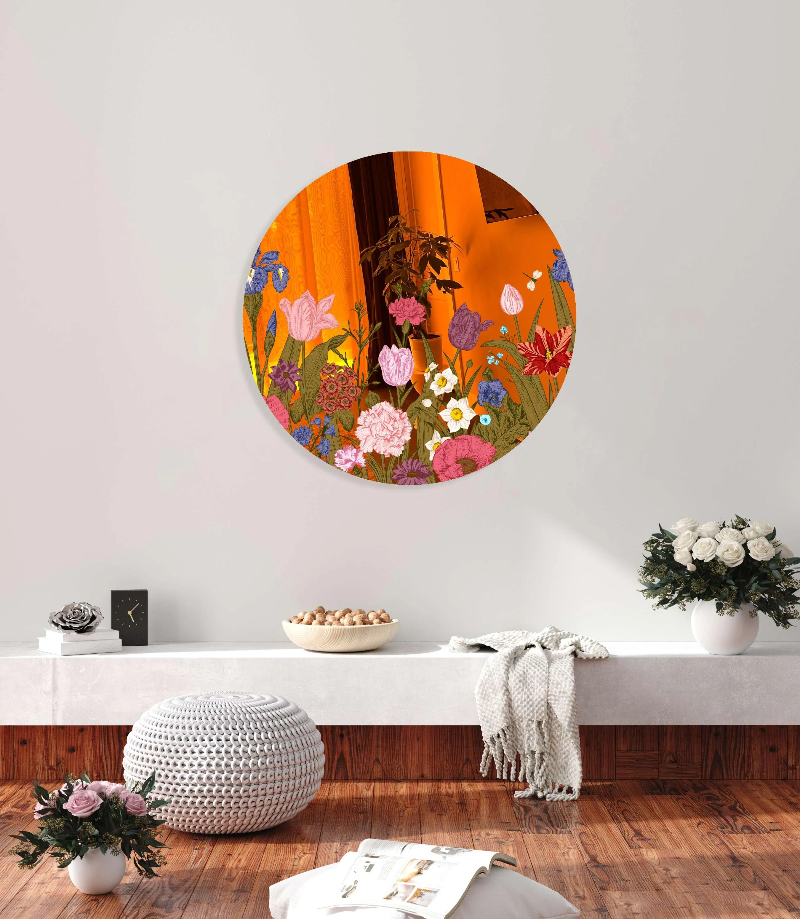 Flowers Printed Mirror Acrylic Circles