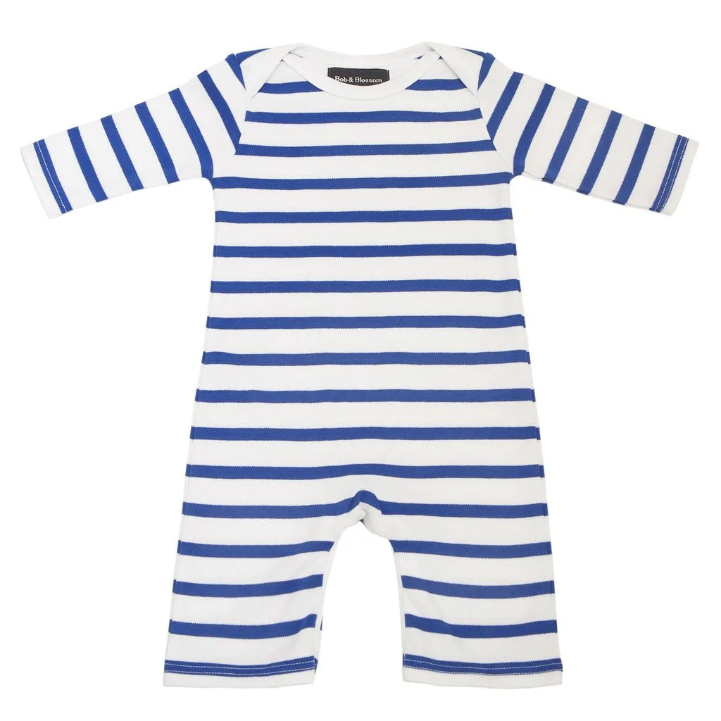 French Blue & White Breton Striped All-in-One