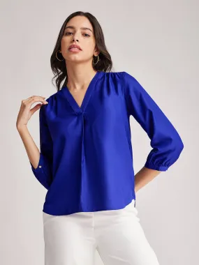 Front Pleat Detail Top - Blue