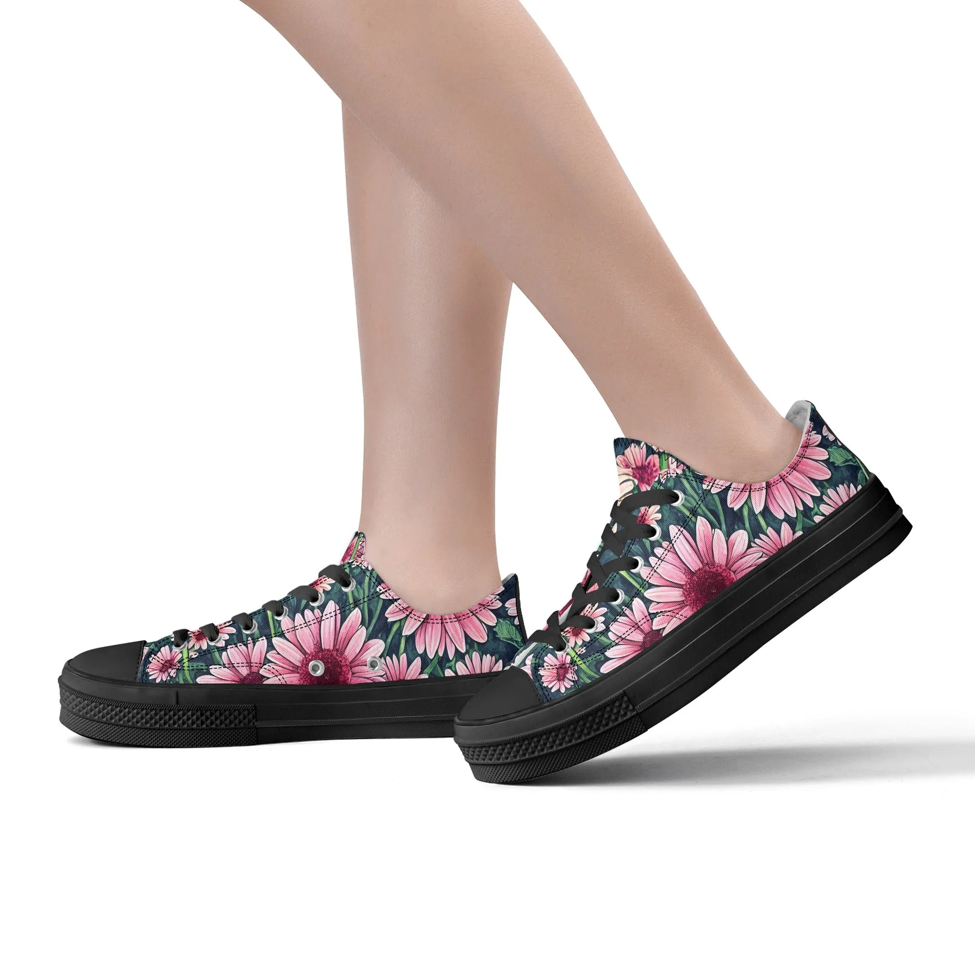 Gerbera Daisy Flowers Collection - Womens Classic Low Top Canvas Shoes for Garden Lovers